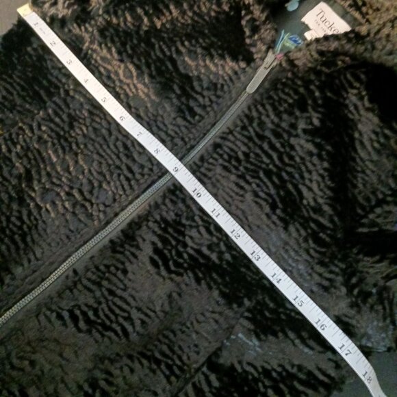 NEW Tucker for Target Black Faux‎ Fur Persian Jacket Floral Satin Lining, Size M - Picture 13 of 14